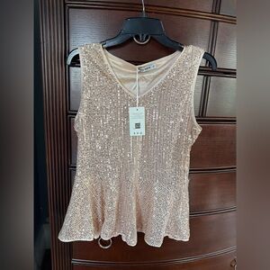 Grace Karin Gold Sequin Sleeveless Blouse